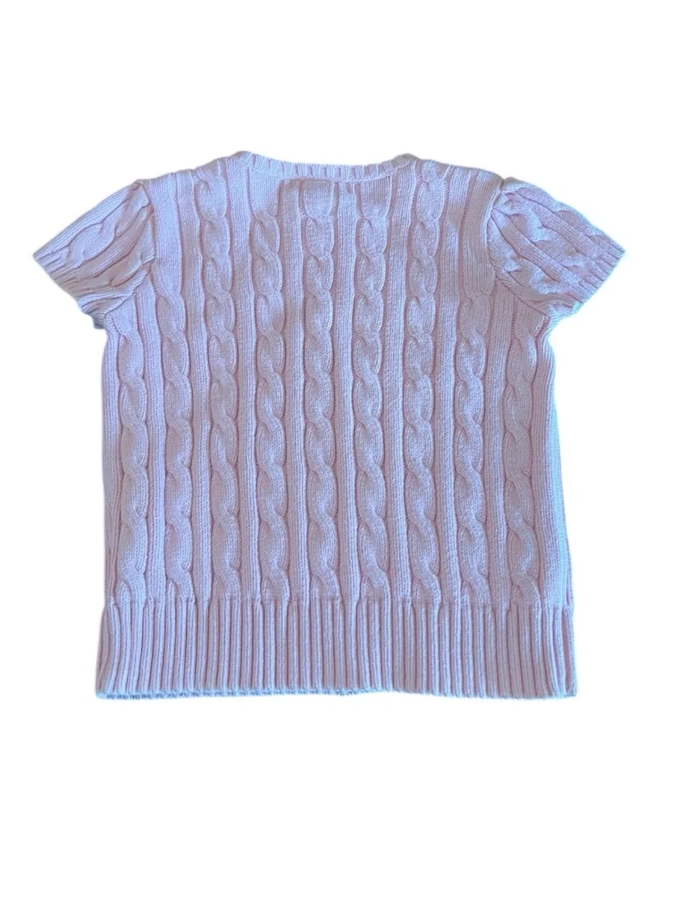 Ralph Lauren Baby Pink Cable Knit Short Sleeve Sweater Top Size 6